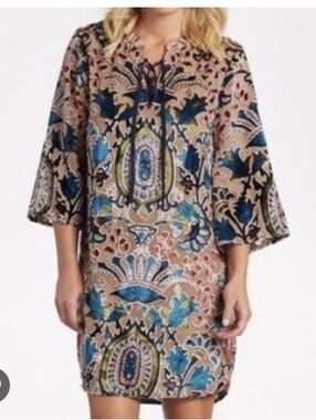 Feathers by Tolani Paisley-Trim Tunic Size L